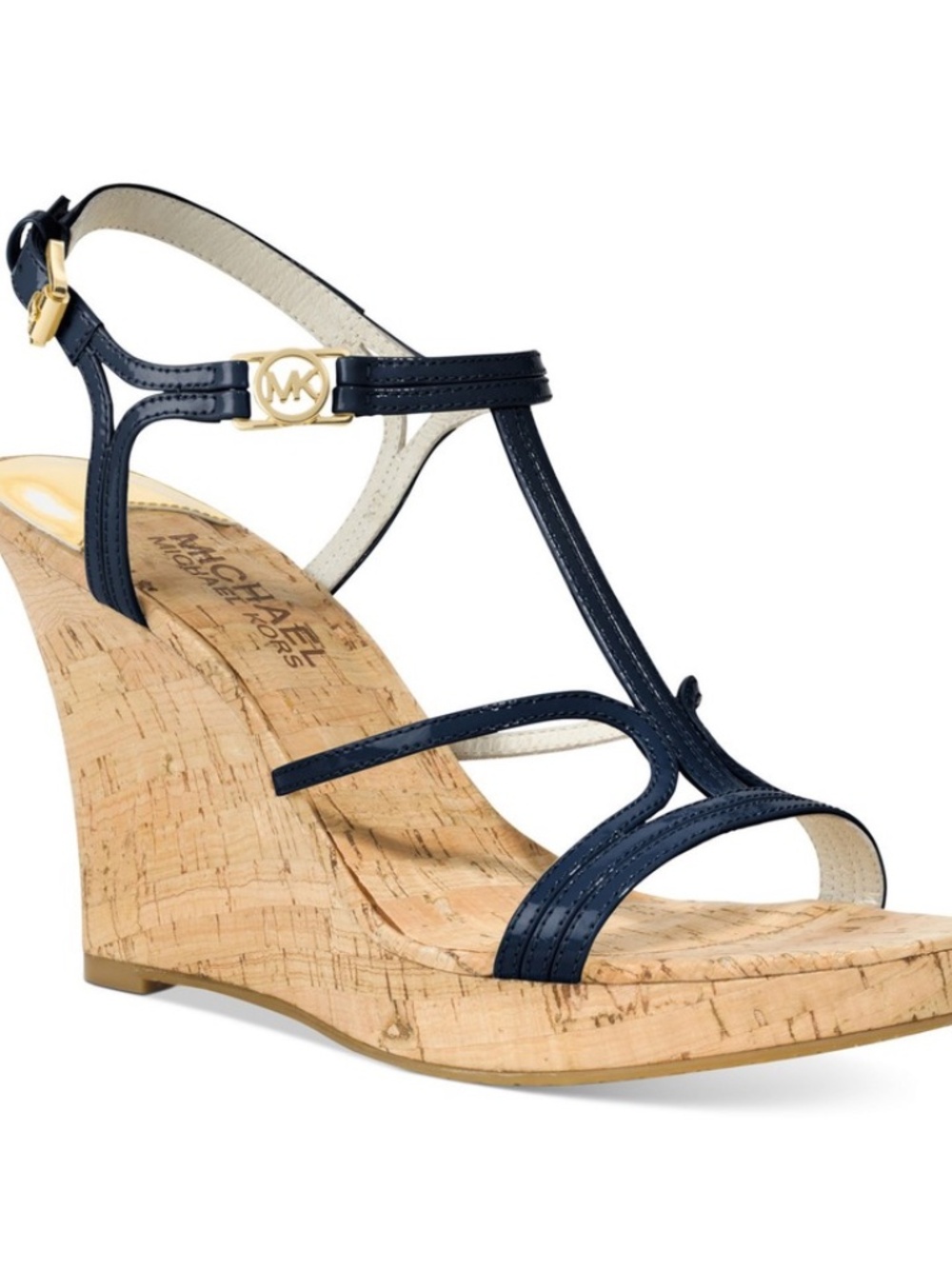 Michael Kors~ Black Patent Cicely Cork Wedge~Size 8.5 M